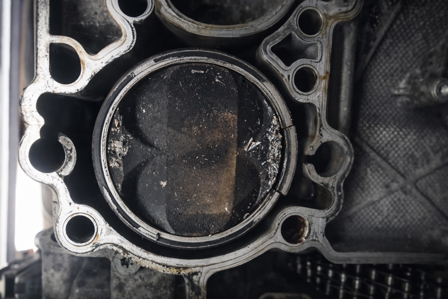 porsche Motor vor Reparatur beschädigter Zylinder